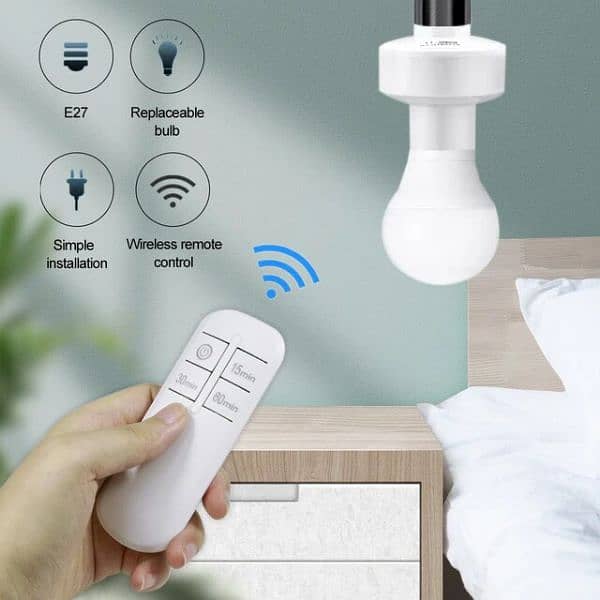 E27 Wireless Remote Control Smart Timer Switch Lamp Holder 4