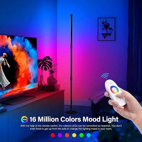 Led Floor Lamp RGB Color Changing Modern Dimmable Light 56" Tall 3