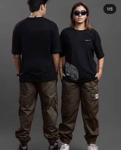 Men and women full suit cargo pants oversized T-shirt brand Causal Bel