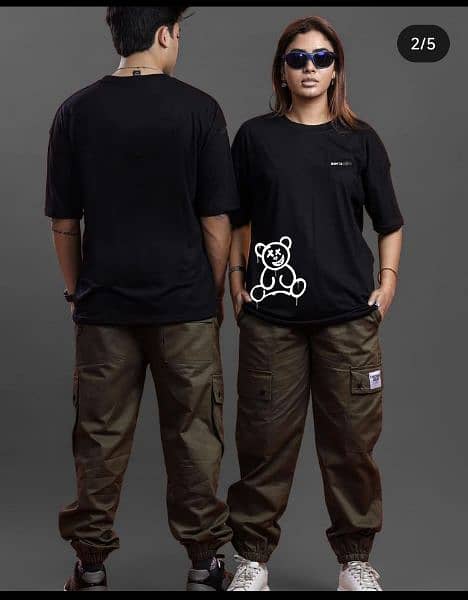 Men and women full suit cargo pants oversized T-shirt brand Causal Bel 3