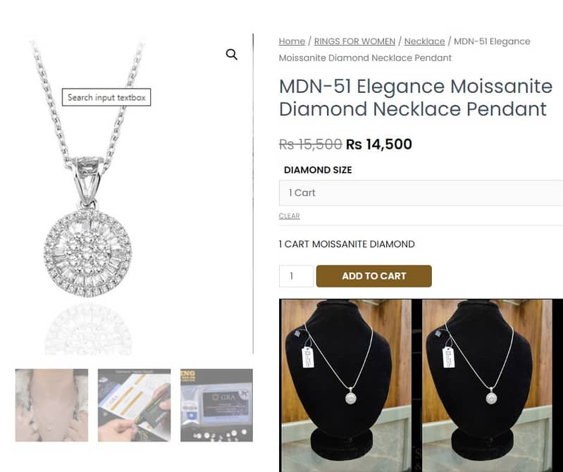 Elegance Original Moissanite Diamond Necklace Pendant | Ringstones. pk 10