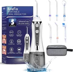 Amazon Branded Cordless Water Dental Flosser for Teeth with 5 Modes,