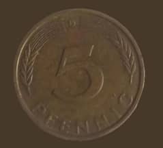 1972-D Germany 5 pfennig old coin