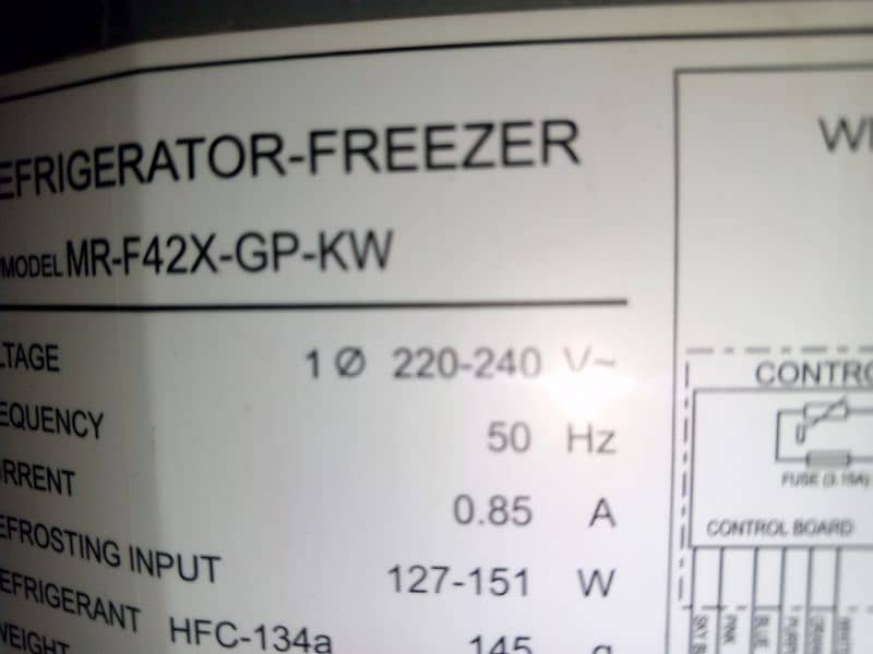 Refrigerator Mitsubishi Important Non frost Size 385L(13.6Cft) 3