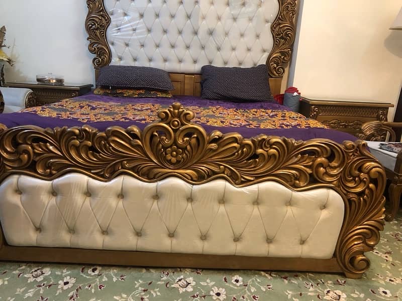 Double bed / bed set / Side Tables / Wooden Bed /king bed / luxury bed 15