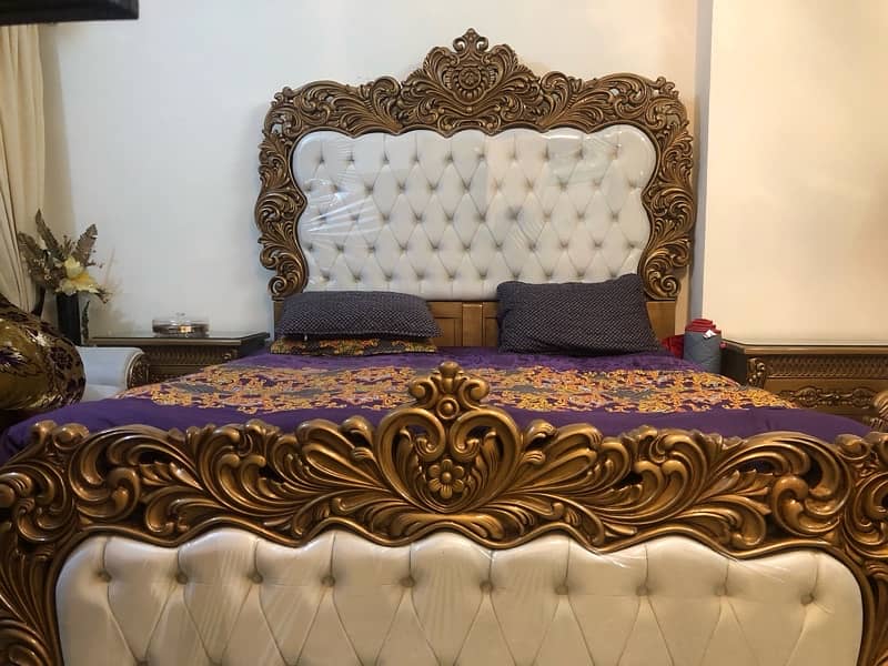 Double bed / bed set / Side Tables / Wooden Bed /king bed / luxury bed 11