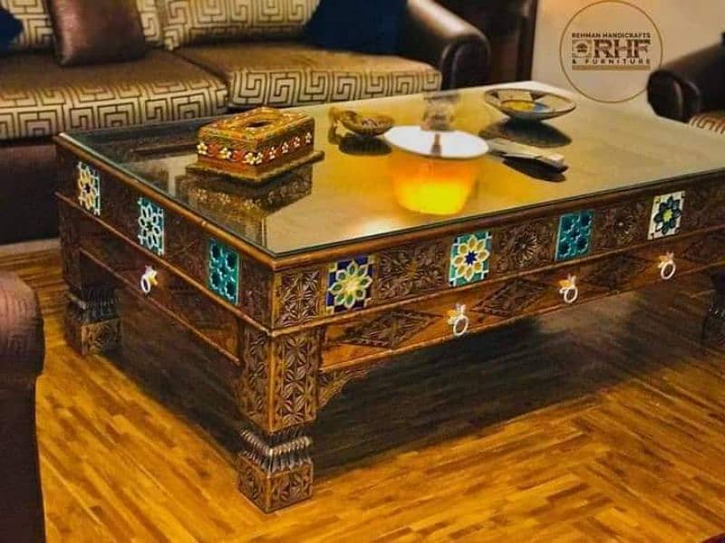 centre table Swati hand carved 0