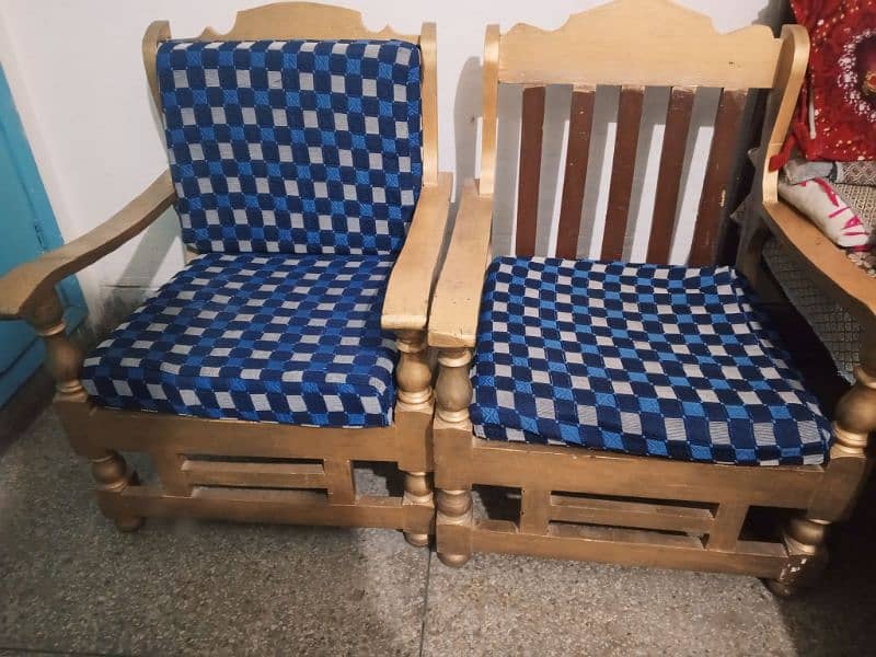 Wooden Sofa Good Condition Gold Color 0