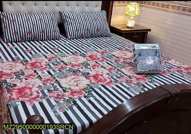3 Piece Printed Double Bed Sheets 0