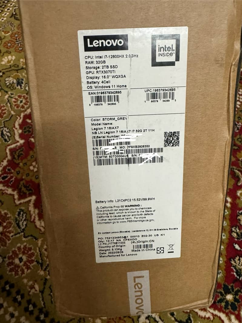 Lenovo Legion 7 - 12th gen i7 - RTX 3070Ti - Gaming Laptop 13