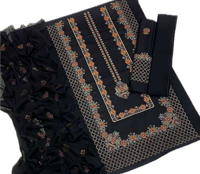 Lawn heavy embroidered 3pc 3