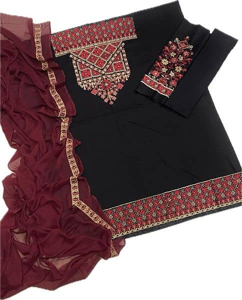 Lawn heavy embroidered 3pc 5