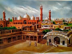 Lahore view | Badshahi Mosque | Oil painting
