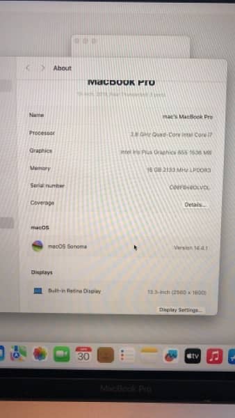 MacBook Pro 2019 Core-i7 (0 CYCLE COUNT) CTO Version 8