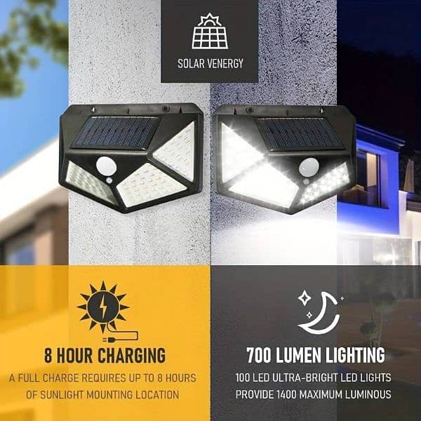 Solar charging with auto sensor 100LEDs light - comes with box packing 0