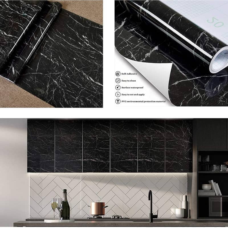 Stylish marble paper roll for countertop, kitchen furniture 60*200 CM 1