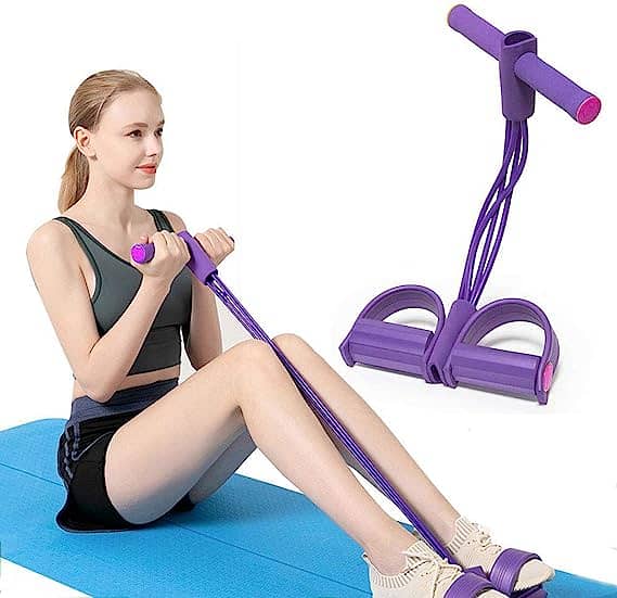 Pedal Resistance Band, 4-Tube Fitness Ankle Puller Yoga Handle Bands E 1