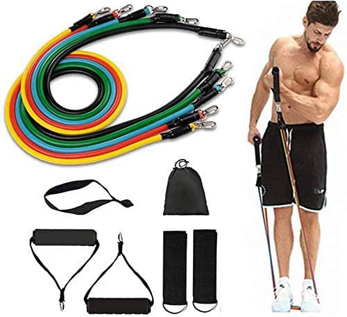 Pedal Resistance Band, 4-Tube Fitness Ankle Puller Yoga Handle Bands E 4