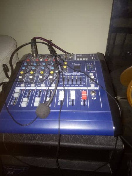 Two 12 inches speaker and audio mixer 3