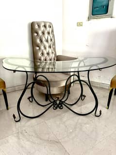 Quality Glass Table and High Back Chair 0