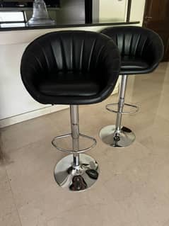 Black leather bar stools (2)