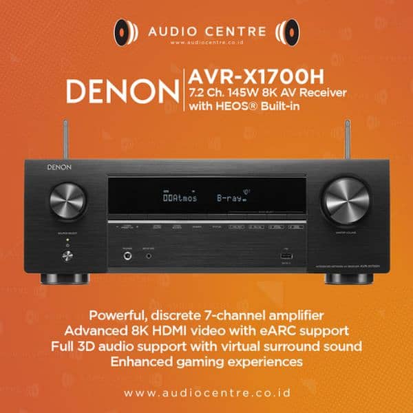 Denon X1700H 7.2 Channel AV Receiver with 8K HDMI Video & Dolby Atmos 1