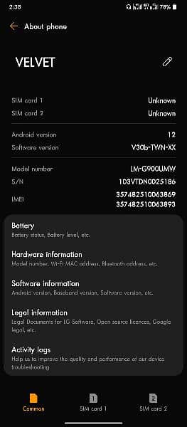 LG velvet 6gb Ram / 128 GB storage condition 10 by 10 14