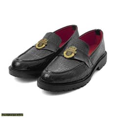 Men's crocodile Style leather Handmade formal shoes- Black