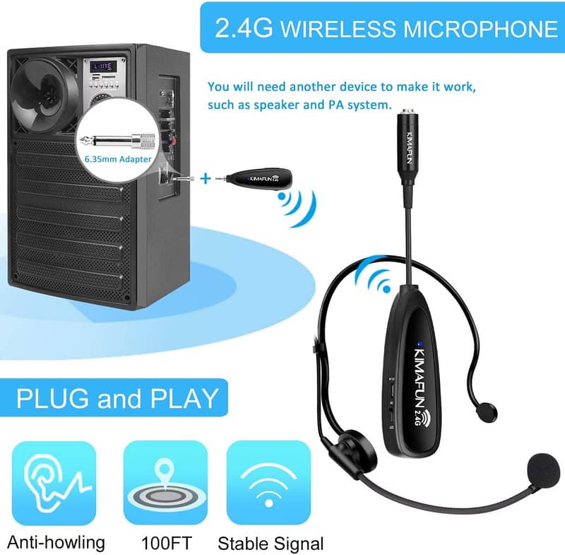 KIMAFUN Wireless Microphone System, 2.4G Wireless Headset 5