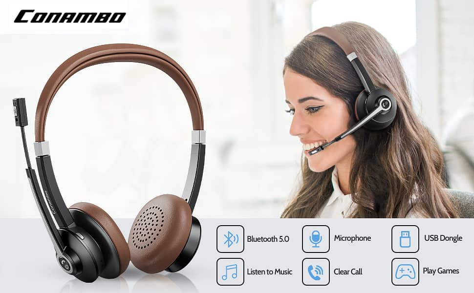 Bluetooth Headset V5.0 - Hands Free Wireless Headset 6