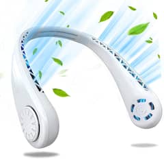 Leafless Portable Neck Fan - USB Rechargeable 3 Speeds - White