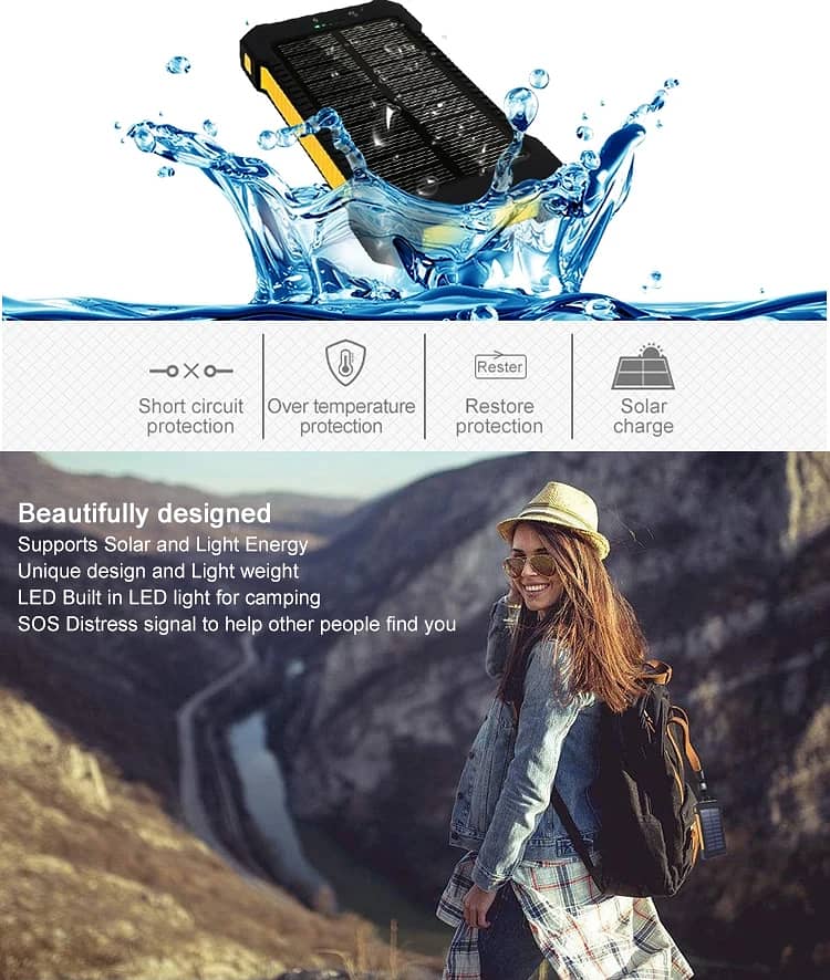 20000mAh Portable Solar Charger – Waterproof - Dust Resistance - Dust 1
