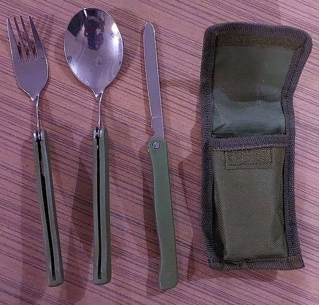 Camping Outdoor Spoon Knife Fork Set 0