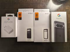 Google Pixel 8 Pro Obsidian 256 GB with charger and 2x Spigen covers