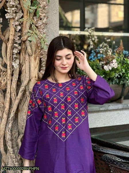 Women's Stitched Arabic Lawn Embroidered Suit 1