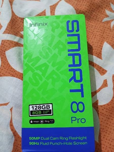 Infinix smart 8 pro new cell with box warnity card condition 10/10 2