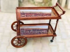 2 Step Chinioti handmade wooden tea trolley