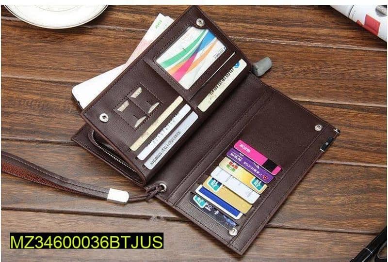unisex PU leather BI fold long wallet 3