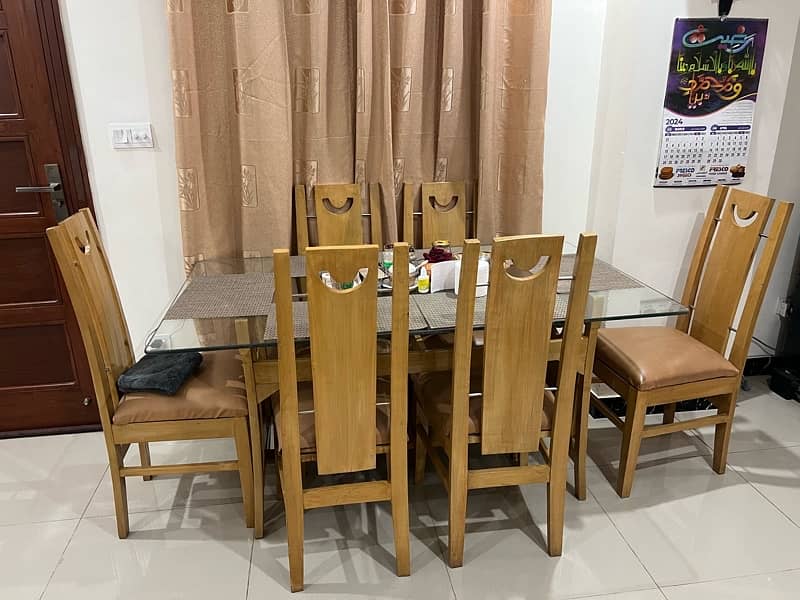 Dining Table / 6 Seater / Wooden / Glass Top / 6 Chair / Furniture 1