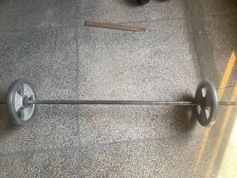 barbell bar 4 feet with 2 plates of 10kg each 1