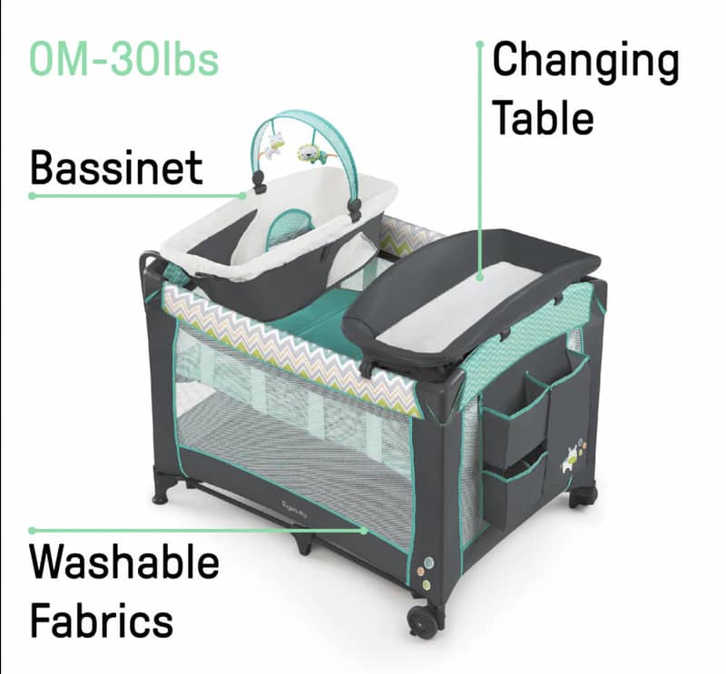 Baby/Kids Cot + Bassinet + Changing Table - 0-3yrs(Brand Ingenuity) 7