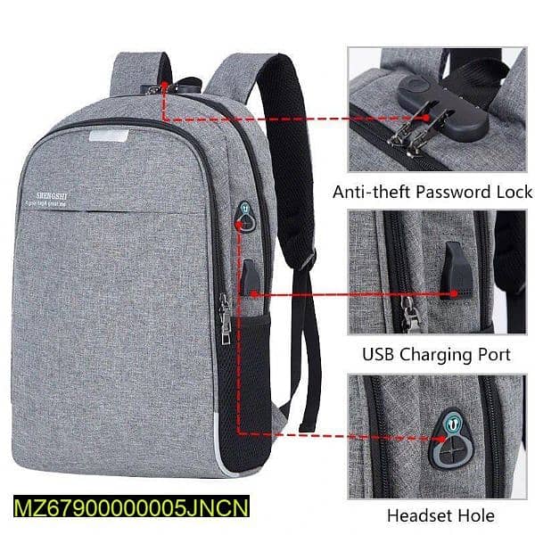 Unisex Nylon Printed Laptop Backpack 2