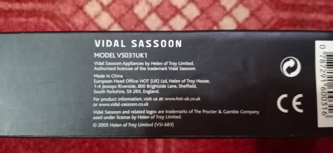 Vidal Sassoon Curling Iron Original & Imported 2