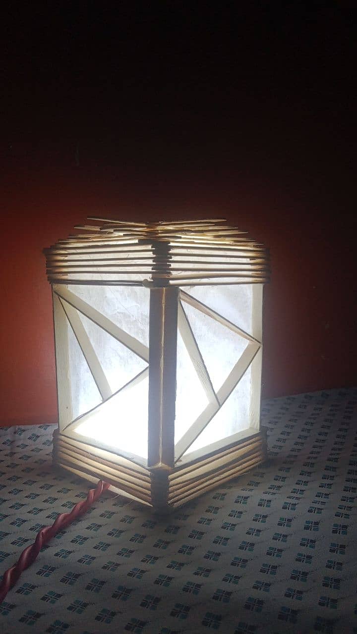 Beatiful Handmade Lamp Make By Useing Icecream Sticks 0