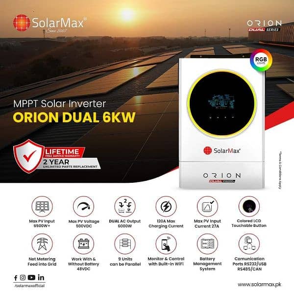 Solar Max Orion Dual 6KW Solar Hybrid Inverter 0