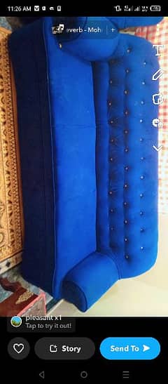 6 seater sofa navy blue good condition