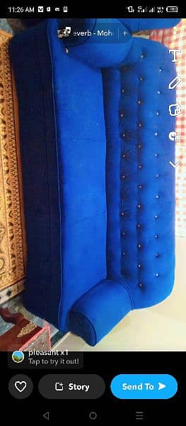 6 seater sofa navy blue good condition 0