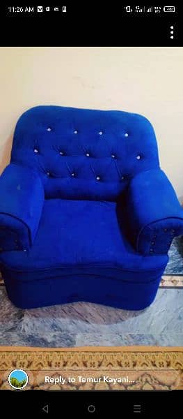 6 seater sofa navy blue good condition 1