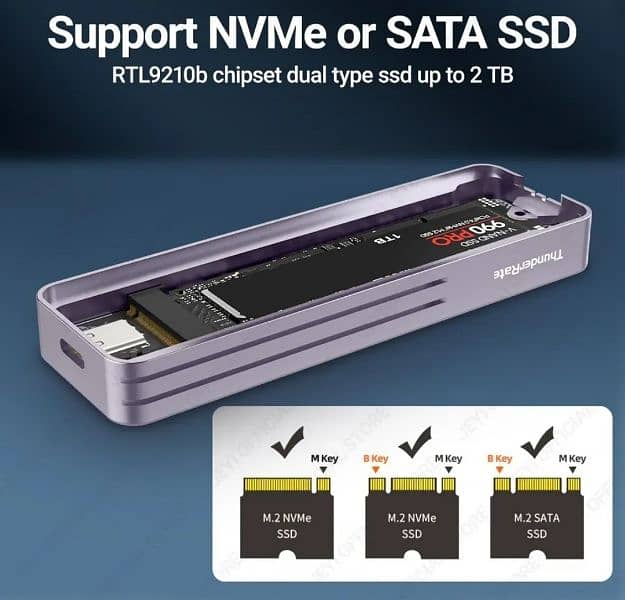 SSD JEYI Visual Smart M. 2 NVMe /SATA SSD Enclosure, USB 3.2 Gen2 10GB 4