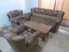 5 seater sofa set with table, king bed